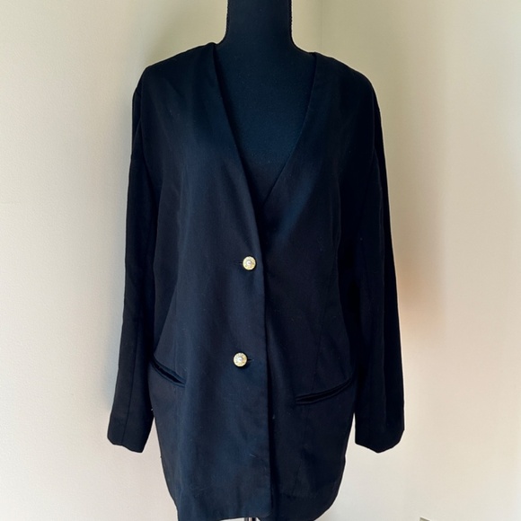 **JACLYN SMITH* Black x Gold Long Sleeve Blazer Suit Jacket Size - Picture 1 of 7